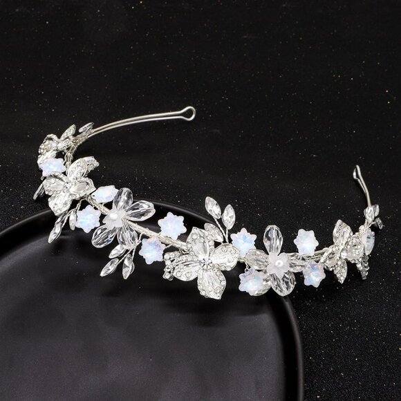 Flower Girl Headband Crystal Wedding Hair Accessory Silver for Birthday Princess - Picture 1 of 6